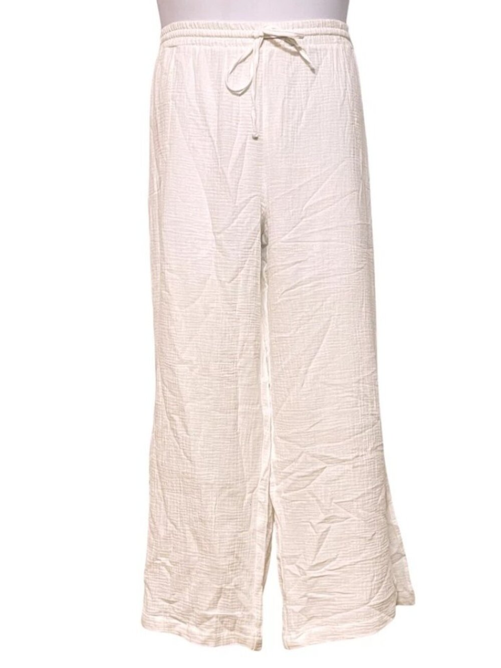 Candace Cameron Bure Women's White Smocked Waist Pull On Pants, NWT
